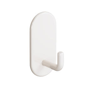 Gancho adhesivo minimalista para montar en la pared, solución de almacenamiento redonda sin perforaciones, color blanco, para cocina y baño - Product Image 1