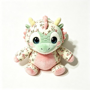 Peluche de dragon à imprimé floral personnalisé, dragon bébé fleuri style cottagecore, dragon fantaisie floral pastel - Product Image 3