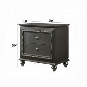 Comodino Grigio Metallizzato Transizionale con Due Cassetti, Mobile in Legno per Camera da Letto - Product Image 5