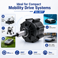 Moteur à engrenages de moyeu 99 mm 24 V 45 W 3 Nm pour roue motrice électrique de robot de déneigement, tondeuse à gazon, nettoyeur de piscine, personnalisable