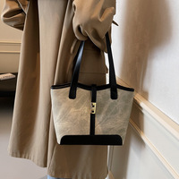 Bolso Tote de Gran Capacidad, Estilo Vintage, para Mujer, Impermeable, Estilo Coreano, Cierre Abierto, de Alta Gama, para Otoño Invierno 2026