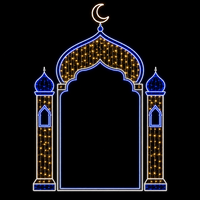 Moschee-Rahmen LED-Lichterkette Blaue Kuppel Minarett Goldener Halbmond Ramadan-Motiv-Licht für Platz Straßenlaterne Dekoration IP65