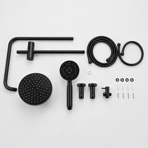 Ensemble <span class=keywords><strong>de</strong></span> <span class=keywords><strong>douche</strong></span> noir mat accessible avec douchette à main, flexible, <span class=keywords><strong>barre</strong></span> <span class=keywords><strong>de</strong></span> maintien coulissante et poignée anti-brûlure <span class=keywords><strong>pour</strong></span> salle <span class=keywords><strong>de</strong></span> bain - Product Image 2