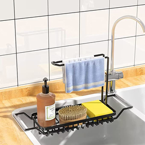 Lavello Caddy Organizer bagno sopra il lavello stendino <span class=keywords><strong>porta</strong></span> piatti <span class=keywords><strong>da</strong></span> cucina Organizer lavello e Set di scarpette in spugna con portasciugamani - Product Image 2