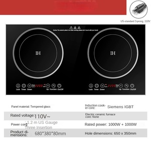 Table de cuisson à induction double concave en céramique 3500W, brûleur unique, cuisinière électrique commerciale pour wok, boîtier en acier inoxydable, commande tactile - Product Image 4