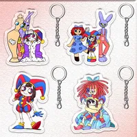 Porte-clés en acrylique 12 cm The Amazing Digital Circus, motif double face Pomni Jax Gangle, cadeau amusant pour enfants pour les fêtes