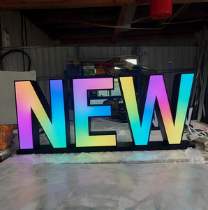 Letras Luminosas LED de Acrílico con Borde de Acero Inoxidable, RGB a Todo Color, Letrero de Neón, Letras Publicitarias, Forma Personalizable en 3D - Product Image 3