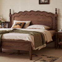 Lit double Dingshuai en noyer noir d'Amérique du Nord, style rétro français, 1,8 m, moderne et simple, pour chambre principale, avec dossier, style ancien