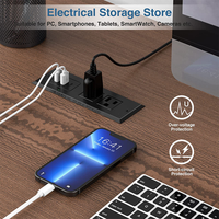 Multiprise encastrable de bureau avec port USB-C PD 20W à charge rapide, port USB-A, prise de bureau dissimulée pour mobilier avec rallonge