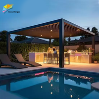 Pergola sur mesure - Pergola moderne en aluminium avec toit à lames motorisées certifiée CE pour terrasse commerciale et restaurant