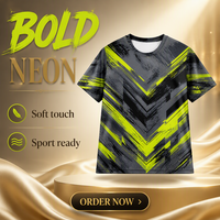 T-shirt 3D AOP pour homme 100% polyester gris anthracite et vert citron à chevrons, séchage rapide, respirant, col rond, OEM ODM