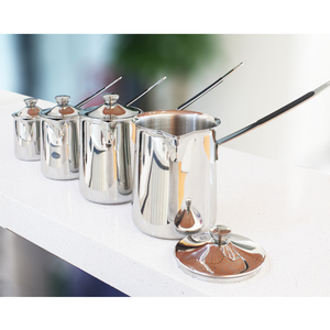 Cafetière Grecque Arabe en Acier Inoxydable 304, <span class=keywords><strong>Pot</strong></span> à Faire Fondre ou Réchauffer le Lait avec Couvercle – Plusieurs Tailles : 200ml/350ml/600ml/900ml - Product Image 5