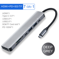 Hub USB-C 7 en 1 Justlink, HDMI 4K, Carga Rápida PD de 100W, USB 3.0, Estación de Acoplamiento SD/TF para Oficina, Hogar, Laptop, HDTV
