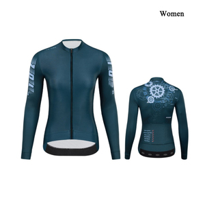 Full Zip Long Sleeve Cycling Jersey Mechanical Print Quick Dry Breathable MTB <b>Road</b> Bike Riding Top for Men Women Outdoor Riding - Product Image 1