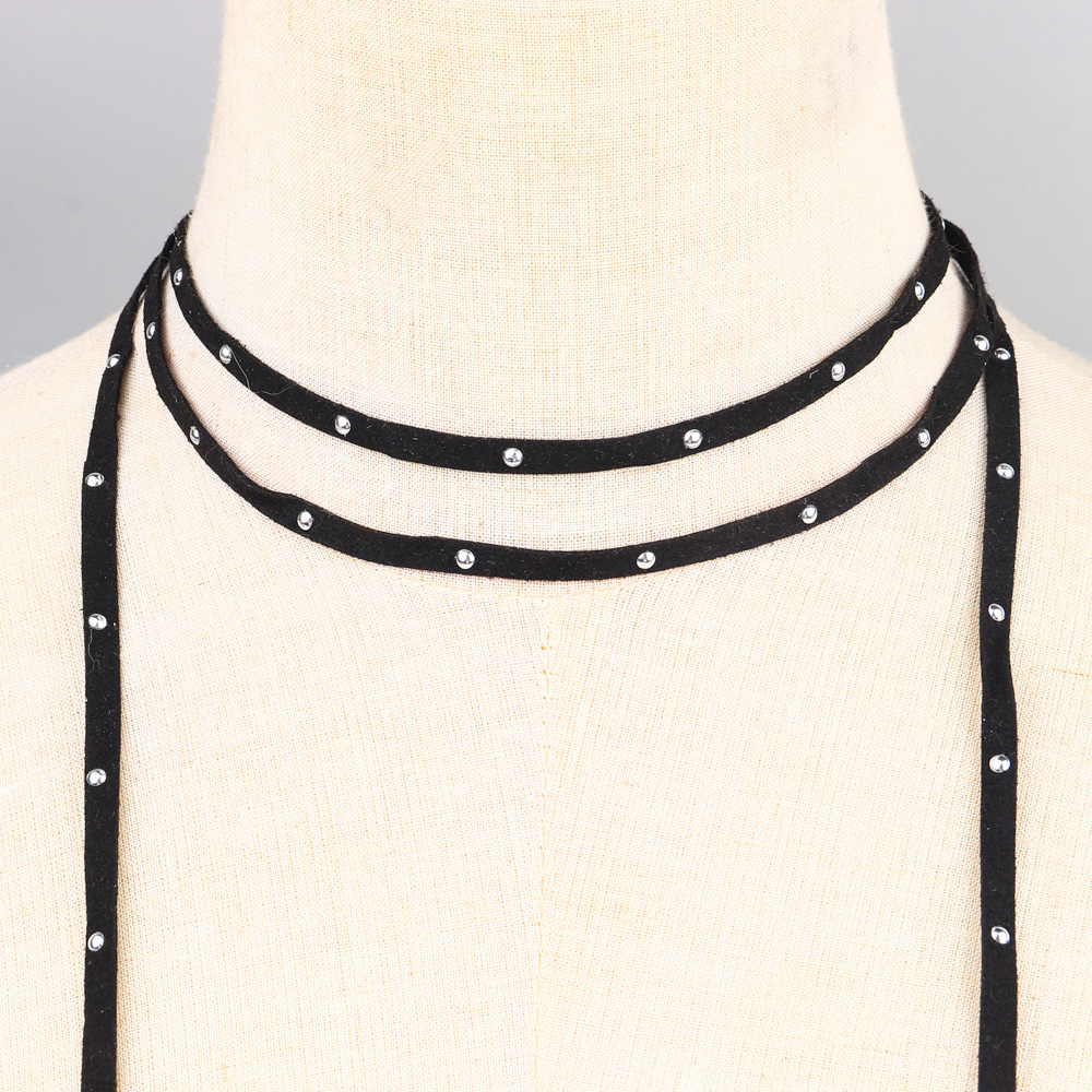 ●●NUMBERING●●Ribbon Leather Chain Necklace #5759 BICO LEATHER CORD CHOKER NECKLACE | PURPLE LEOPARD BOUTIQUE