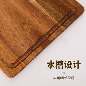 Tabla de cortar de madera de acacia con mango de madera maciza, rectangular, para uso en la cocina. - Product Image 4