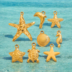 Accesorios colgantes de la serie Ocean de acero inoxidable, Concha, estrella de mar, estrella de mar, collar DIY, pulsera - Product Image 4