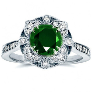 Anello Floreale Traforato con Gemme per Donne, Elegante Gioiello da Dito alla Moda - Product Image 1