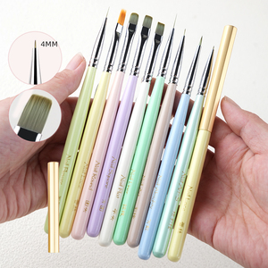 Profesional 1/9 Uds. Juego de pinceles para decoración de uñas de Color Macaron, delineador de arte corto, pluma de pintura de detalle, herramientas planas de madera para uñas de pelo de nailon - Product Image 2