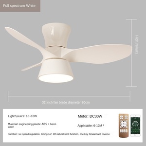 Ventilador de luz para niños, dormitorio nórdico, comedor, techo de sala de estar, inversor de Cuerpo Moderno simple para sala de estar, Ventilador Led de 72W - Product Image 5