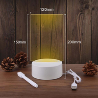 Tablero de Notas Acrílico LED 3D Creativo en Blanco para Regalo, Lámpara Nocturna LED Reutilizable con Tablero de Mensajes