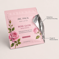 Sachets d'échantillons de crème pour soins de la peau avec fermeture éclair et logo personnalisé, en aluminium, scellés sur trois côtés, emballages cosmétiques sur mesure