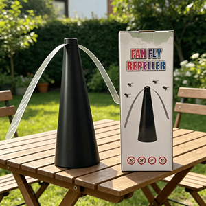 Piège à mouches automatique pour l'intérieur et l'extérieur, ventilateur anti-mouches à piles, répulsif à mouches multi-lames - Product Image 1