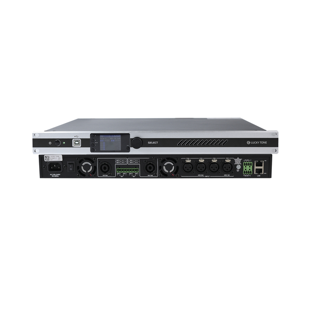 4-CH Class-D Mixer Amplifier with Audio Sources, Dante and DSP