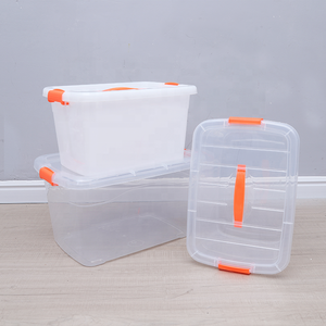 Caja de Almacenamiento Rectangular de Plástico PP con Tapa Resistente, Organizador Apilable para Contenedores, Uso Doméstico - Product Image 1