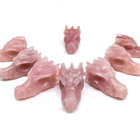 Vente en gros de têtes de dragon en quartz rose sculptées en cristal crânes tête de dragon rose de 2 pouces pour pierres de guérison