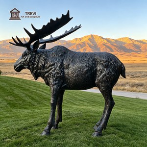 Statua di <span class=keywords><strong>Alce</strong></span> in Bronzo a Grandezza Naturale TREVI |   Scultura di <span class=keywords><strong>Alce</strong></span> in Fusione a Cera Persa 200cm per Decorazione di Giardini, Lodge e Ville - Product Image 5