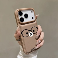 Coque de téléphone en silicone véritable antichoc avec motif ours mignon à lunettes pour iPhone 11 12 13 14 15 16 17 Pro Max