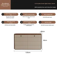 Commode à bijoux en bois de style italien antique à huit tiroirs avec serrure à empreintes digitales, multifonctionnelle, pour chambre principale, rangement de chevet