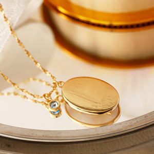 ステンレス鋼ゴールドシェル長方形誕生石誕生花幾何学的なペンダントチョーカーネックレスジュエリーネックレス女性男性用 - Product Image 4