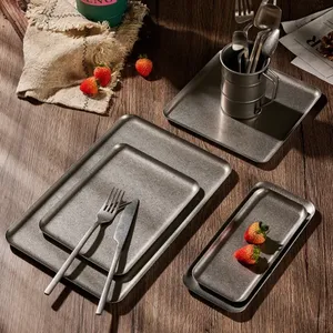 Plato de acero inoxidable para servir, para restaurante, barbacoa, pinchos, bandeja de Sushi, bandeja grande y poco profunda, platos de almacenamiento de alimentos para Cocina - Product Image 4