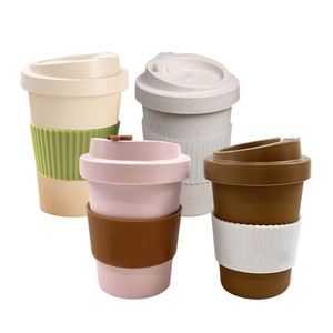 Eco Friendly Coffee <b>Beige</b> Color Biodegradable Bamboo Fiber Reusable Drink Cup With Logo - Product Image 1