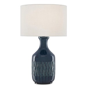 Lámpara de Mesa de Cerámica Azul Oscuro, Cuerpo de ABS, Base Moderna para Bombilla E26, para Dormitorios, Alimentación Eléctrica CA, para Hogar, Hotel, Vestíbulo, Oficina - Product Image 1