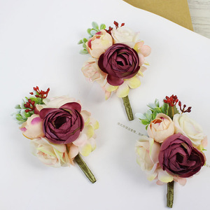 Cofre de boda de novia roja, flores de celebración, Reunión, banquete, invitados, ramillete, decoración de flores de muñeca - Product Image 3