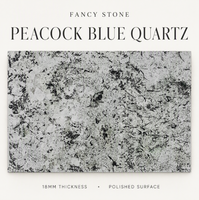 Dalles de quartz bleu paon FANCY STONE 18 mm, surface polie, pour îlot de cuisine de luxe, meuble-lavabo de salle de bain, murs décoratifs d'hôtel