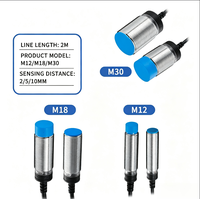 Capteur inductif M12 4 mm non encastré CC 10-30 V sortie NO IP67 connecteur 4 broches laiton nickelé interrupteur de proximité