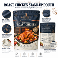 Sacs d'emballage personnalisés pour poulet rôti, sacs à fond plat pour viande à emporter, sacs thermoscellables