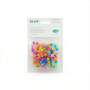 Perline con Lettere Ilan 6x6mm Assortimento Fluorescente Trasparente 17g - Product Image 1