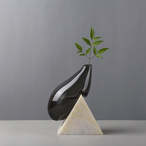 Vaso <span class=keywords><strong>in</strong></span> vetro <span class=keywords><strong>in</strong></span> stile giapponese con perfetta combinazione artistica di <span class=keywords><strong>pietra</strong></span> e vetro - Product Image 3