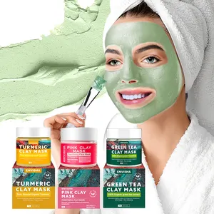 Argile de boue de soin de visage de Rose de thé vert de curcuma anti-vieillissement blanchissant le masque facial pour la peau d'acné Produits Offre Spéciale