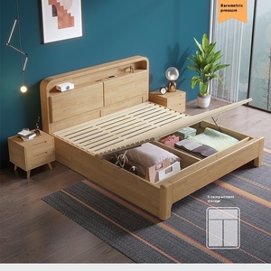 Gỗ Rắn Châu Âu 1.8M 1.35M Khung Giường Hiện Đại Giản Dị Scandinavian Mềm Trở Lại Ánh Sáng Ban Đêm Hộp Cao Lưu Trữ Cho Thạc Sĩ Phòng Ngủ - Product Image 3