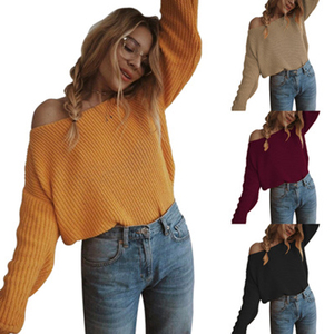 <span class=keywords><strong>Pull</strong></span> en tricot pour femmes, asymétrique, avec épaules dénudées et manches chauve-souris, <span class=keywords><strong>pull</strong></span> <span class=keywords><strong>ample</strong></span> - Product Image 1