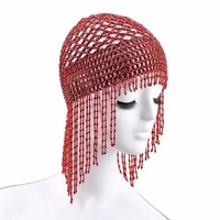 Sombrero de borla con cuentas a rayas hecho a mano para mujer, nuevo producto para fiesta, actuación, danza del vientre, danza india, tocado de novia