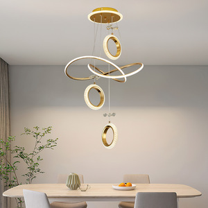 Lustre LED doré de luxe avec télécommande, éclairage décoratif pour chambre à coucher, salle à manger, salon, <span class=keywords><strong>cuisine</strong></span>, luminaire suspendu - Product Image 4