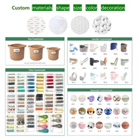 Panier de rangement en corde de coton à pompons style nordique avec séparateurs pour l'organisation de la chambre de bébé, vente en gros, personnalisable, certifié CPC