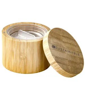 Sustainable Cosmetic Packaging Refillable Structure Magnetic Opening Bamboo Products Loose Powder Case